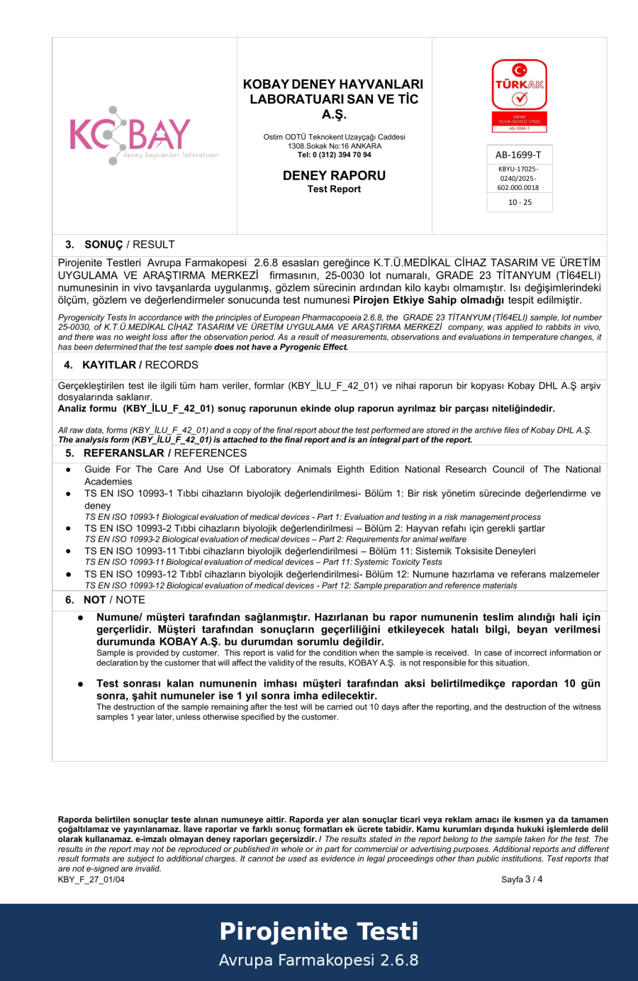 Pirojenite Testi - Avrupa Farmakopesi 2.6.8