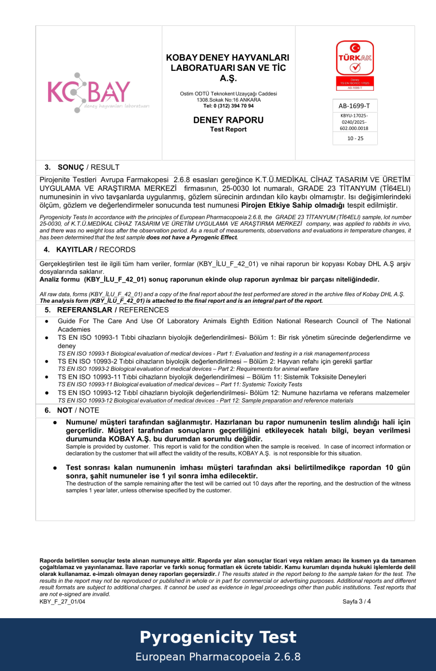 Pyrogenicity Test - European Pharmacopoeia 2.6.8