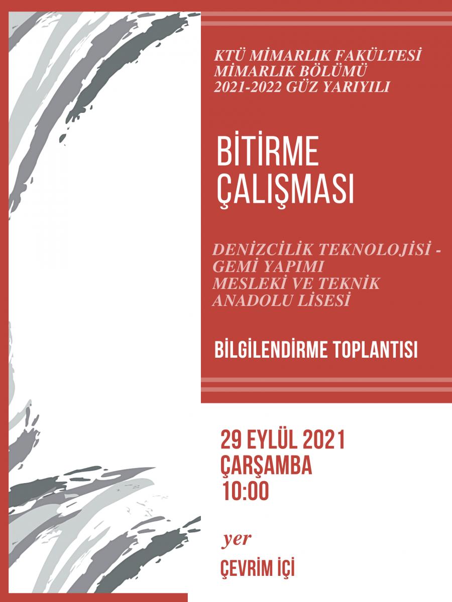 Mimarl K Bolumu 21 22 E Itim O Retim Y L Guz Yar Y L Bitirme Cal Mas Toplant S Hakk Nda