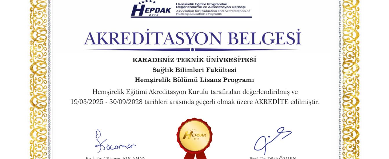 Hemşirelik Bölümü Akreditasyon Onayı