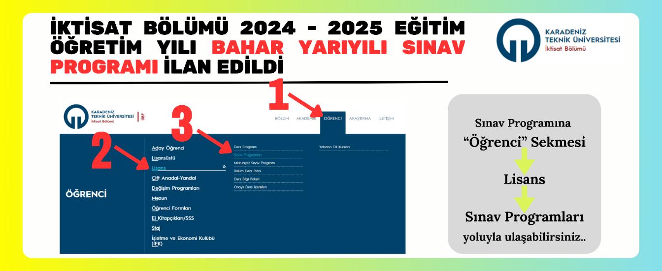 İktisat Bölümü 2024-25 Bahar Sınav Programı