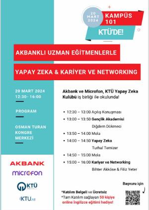 Kampüs 101- Trabzon, @akbank Microfon ve @ktuyapayzeka Kulübü iş birliğinde gerçekleştirilecektir.