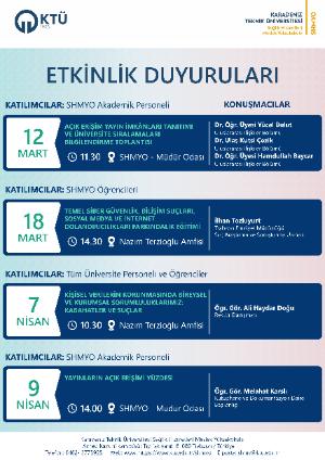 Öğrenci ve Tüm Personelimizin Katılımına Yönelik Etkinlik Duyuruları