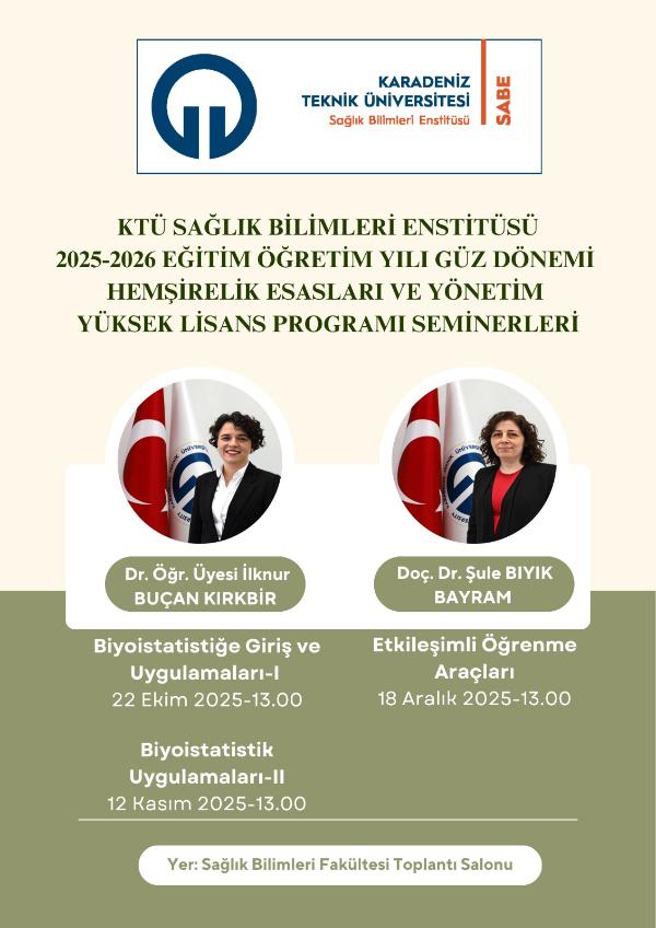 Hemşirelik Esasları ve Yönetim Anabilim Dalı Yüksek Lisans Programı Bilimsel Seminerleri