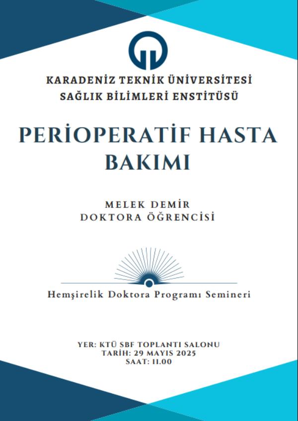 Hemşirelik Doktora Programı Semineri: Perioperatif Hasta Bakımı