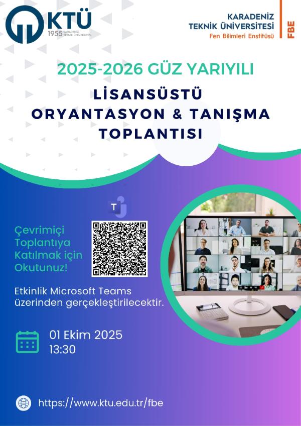 2025-2026 Güz Yarıyılı Lisansüstü Oryantasyon & Tanışma Toplantısı