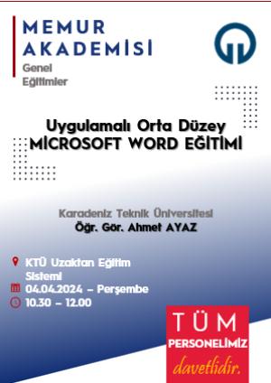 Uygulamalı Orta Düzey Microsoft Word Eğitimi