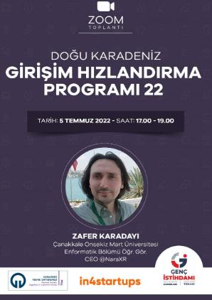 Doğu Karadeniz Girişim Hızlandırma Programı Kapsamında Akademik Girişimci  Zafer KARADAYI Bizlerle!