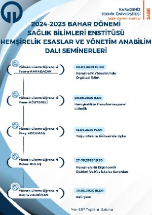 2024-2025 Bahar Dönemi Sağlık Bilimleri Enstitüsü Hemşirelik Esasları ve Yönetim Anabilim Dalı Semineri