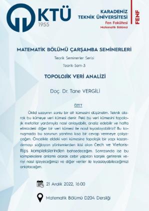 Çarşamba Seminerleri: Teorik Sem-3: Topolojik Veri Analizi