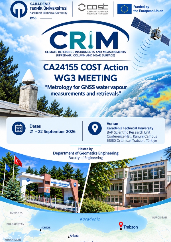 CA24155 COST Action
WG3 MEETING "Metrology for GNSS water vapour measurements and retrievals"