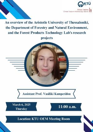 Aristoteles Selanik Üniversitesi'nden Vasiliki Kamperidou bölümümüzde seminer gerçekleştirecektir
