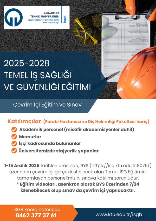 Temel İş Sağlığı ve Güvenliği Eğitimi 2025-2028 Dönemi