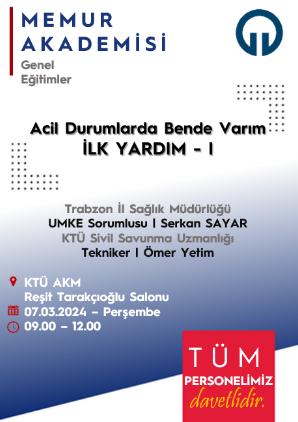 Acil Durumlarda Bende Varım: İlk Yardım - I Eğitimi