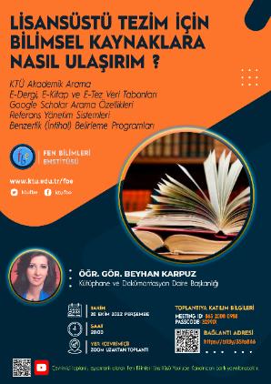 "Lisansüstü Tezim İçin Bilimsel Kaynaklara Nasıl Ulaşırım"