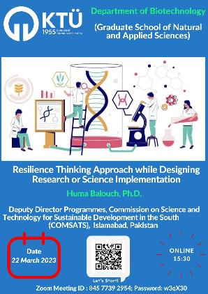 Resilience Thinking Approach while Designing Research for Science
Implementation (Huma Balouch, Ph.D.)