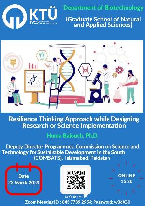 Resilience Thinking Approach while Designing Research for Science
Implementation (Huma Balouch, Ph.D.)