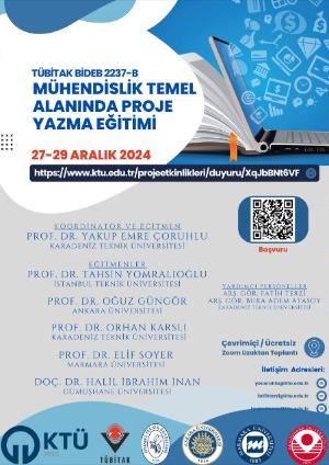 TÜBİTAK BİDEB 2237-B 
Mühendislik Temel Alanında Proje Yazma Eğitimi