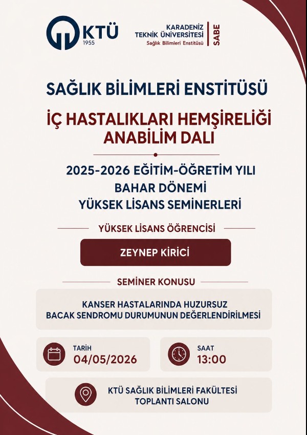 İç Hastalıkları Hemşireliği Anabilim Dalı Yüksek Lisans Seminerleri 2
