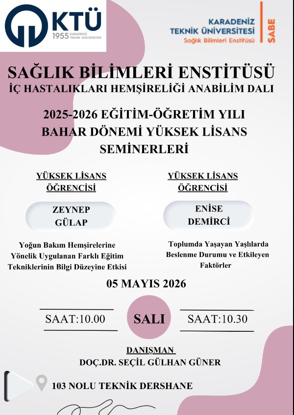 İç Hastalıkları Hemşireliği Anabilim Dalı Yüksek Lisans Seminerleri 3
