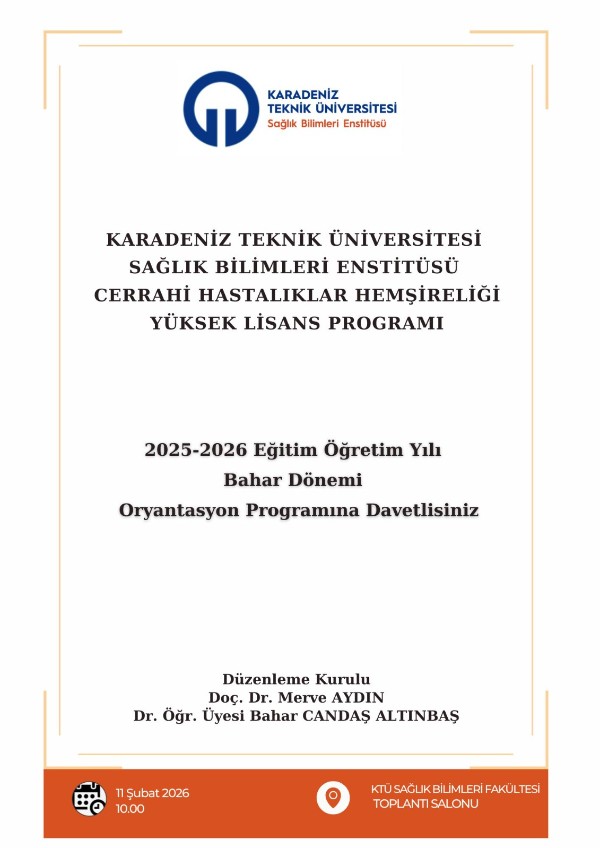 Cerrahi Hastalıklar Hemşireliği Anabilim Dalı Yüksek Lisans Oryantasyon Programı