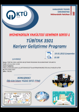 TÜBİTAK 3501 Kariyer Geliştirme Programı Bilgilendirme Semineri