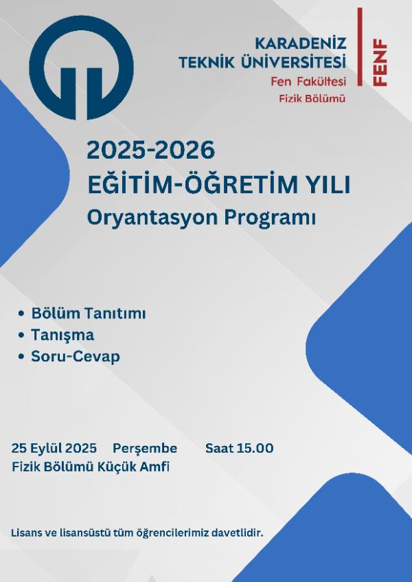 2025-2026 Eğitim-Öğretim Yılı Oryantasyon Programı