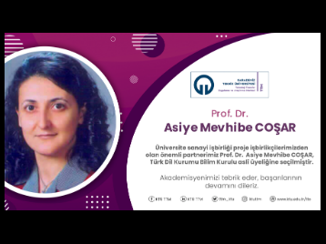 ÜSİ Proje İşbirlikçilerimizden Olan Prof. Dr. Asiye Mevhibe COŞAR,  Türk Dil Kurumu Bilim Kurulu Aslî Üyeliğine Seçilmiştir