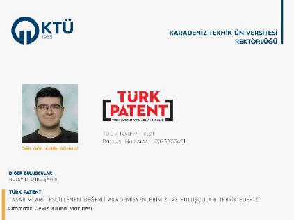 Akademisyenimizin Tasarım Başvurusu Tescillemiştir