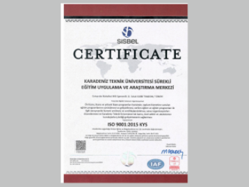 KTÜSEM, ISO 9001:2015 Kalite Yönetim Sistemi Belgesini Aldı