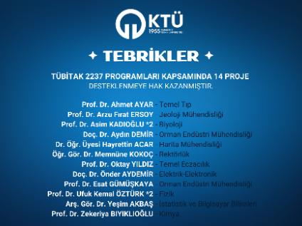 TÜBİTAK ''BİDEB 2237 Programları'' Kapsamında 14 Proje Önerisi Desteklenmeye Hak Kazanmıştır