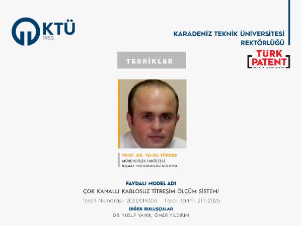 Akademisyenimizin Faydalı Model Başvurusu Tescillendi
