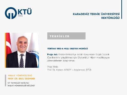 Prof. Dr. Erol İSKENDER'e TÜBİTAK 1002-A Hızlı Destek Proje Desteği