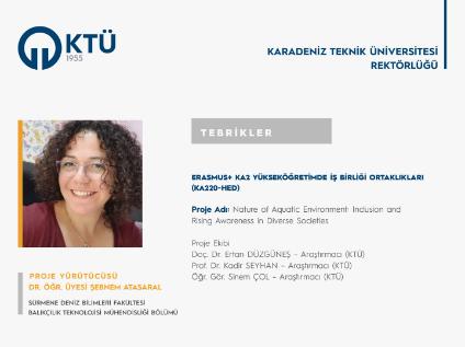 Doç. Dr. Şebnem ATASARAL'a Erasmus+ KA2 Yükseköğretimde İş Birliği Ortaklıkları (KA220-HED) Proje Desteği

