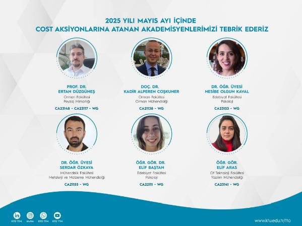 Dr. Öğr. Üyesi Nesibe Olgun Kaval ve Öğr. Gör. Dr. Elif Baştan COST Ağına Çalışma Grubu Üyesi Olarak Dahil Olmuşlardır
