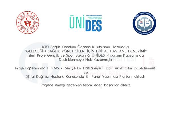 Sağlık Yönetim Öğrenci Kulübümüze Proje Desteği