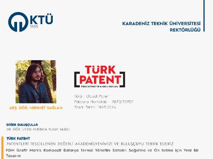 Akademisyenimizin Ulusal Patent Başvurusu Tescillemiştir