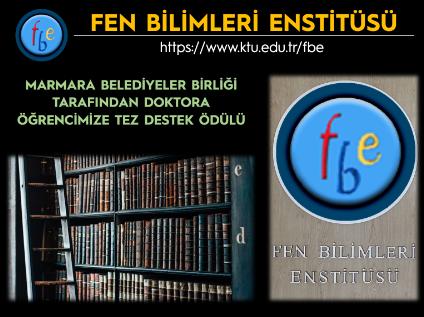 Marmara Belediyeler Birliği Tarafından Doktora Öğrencimize Tez Destek Ödülü