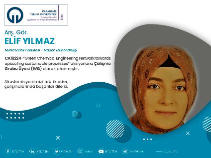 Arş. Gör. ELİF YILMAZ COST Programına Çalışma Grubu Üyesi (WG) Olarak Atandı