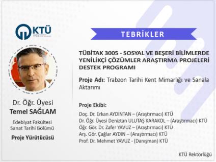 Dr. Öğr. Üyesi Temel SAĞLAM'a TÜBİTAK Proje Desteği