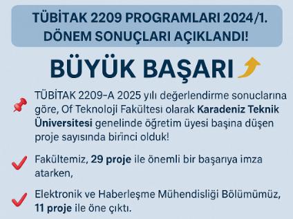 Tübitak 2209 Programları 2024/1. Dönem Sonuçlarında Bölümümüzün Üstün Başarısı
