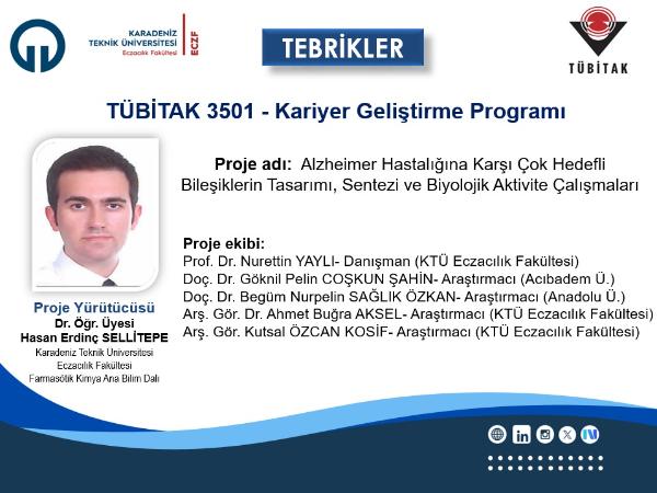 Dr. Öğr. Üyesi Hasan Erdinç Sellitepe'ye TÜBİTAK 3501 Proje Desteği