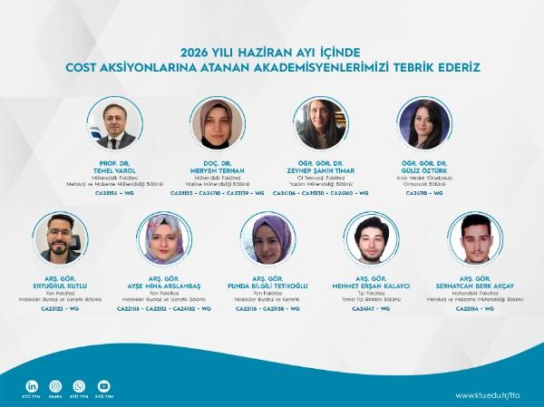 2026 Yılı Haziran Ayı İçinde COST Aksiyonuna Atanan Araştırmacılarımıza Tebrik