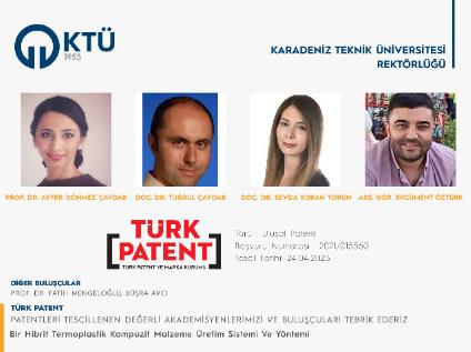 Akademisyenlerimizin Ulusal Patent Başvurusu Tescillenmiştir