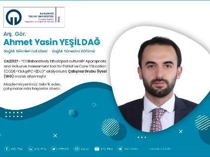 Arş. Gör. Ahmet Yasin YEŞİLDAĞ COST Programına Çalışma Grubu Üyesi (WG) Olarak Atandı