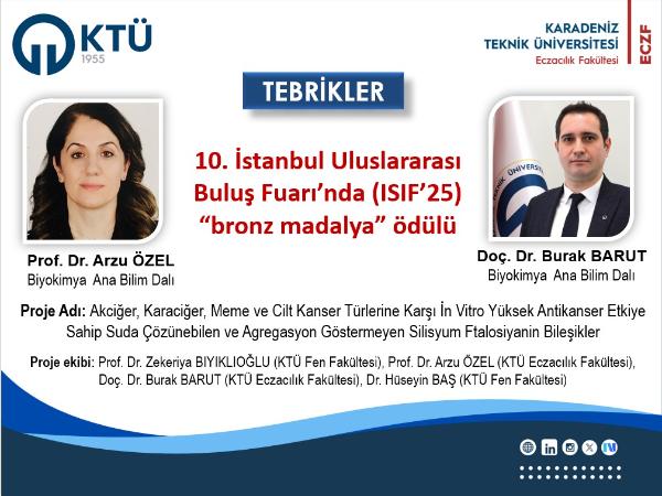 Uluslararası Patent Fuarı'ndan (ISIF'25) Fakültemize Madalya