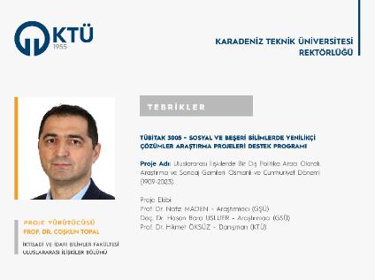 Prof. Dr. Coşkun TOPAL'a TÜBİTAK 3005 Proje Desteği