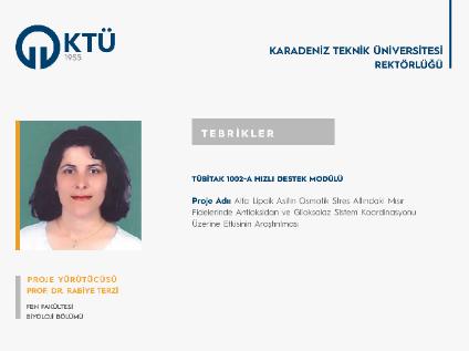 Prof. Dr. Rabiye TERZİ'ye TÜBİTAK 1002 Proje Desteği