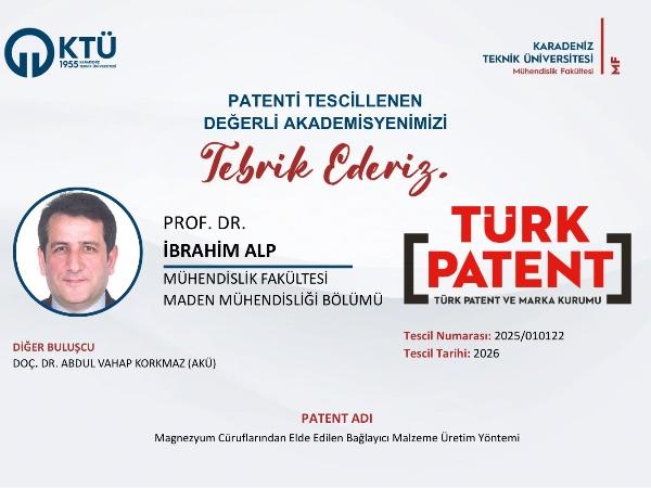 Akademisyenimizin Patent Başvurusu Tescillenmiştir