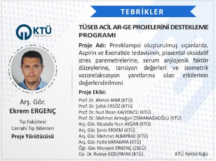 Akademisyenimize TÜSEB Acil AR-GE Projelerini Destekleme Programı Proje Desteği